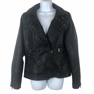 Steve Madden Black Motorcycle Studded Jacket Biker